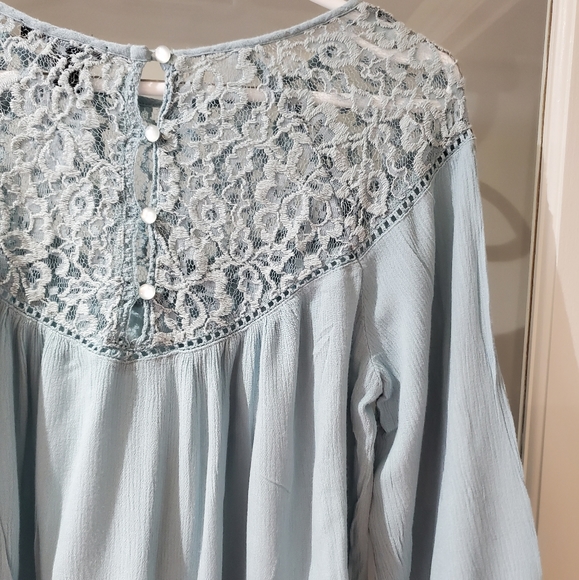 Boho Lace Button Top- Mint- S - Picture 6 of 8